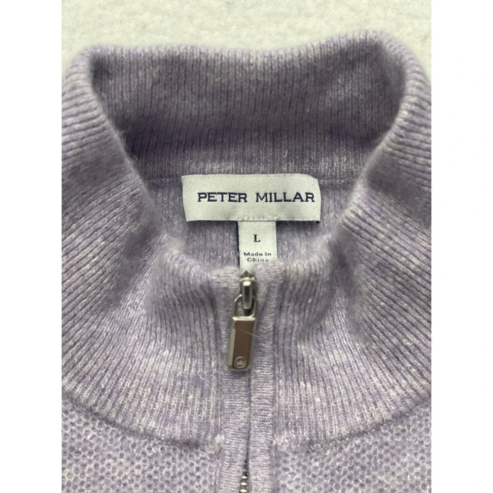 Peter‎ Millar Crown Cashmere Linen Quarter Zip Sweater Mens L Purple Luxury Knit